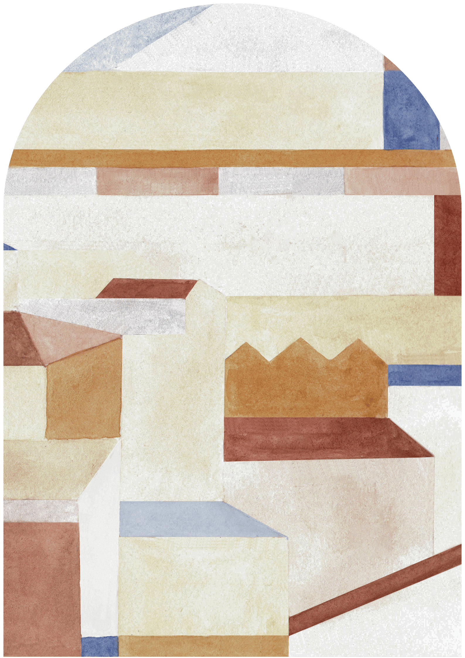 Lisbon abstract geometric shapes in muted colors, creating a modern art composition with a soft texture and layered appearance.